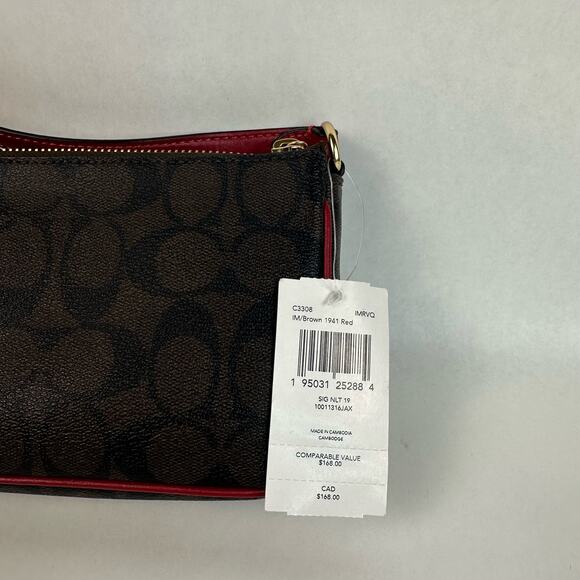 Coach Nolita 19 In Signature Canvas in Brown/1941 Red C3308 NWT - Picture 8 of 11